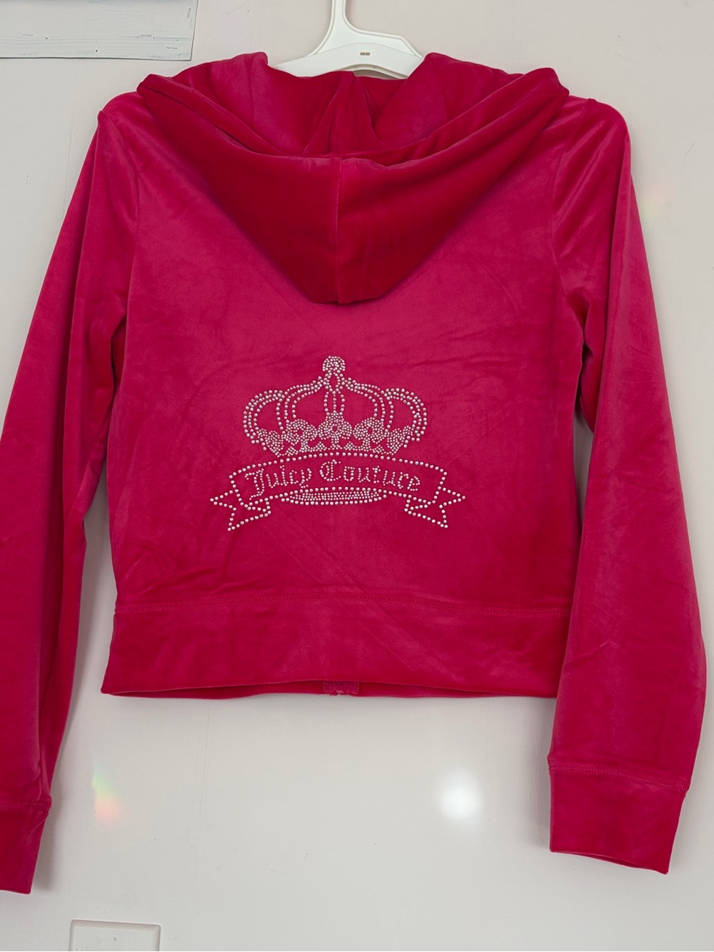 Juicy Couture Hot Pink Velour Rhinestone Crown Hoodie Jacket